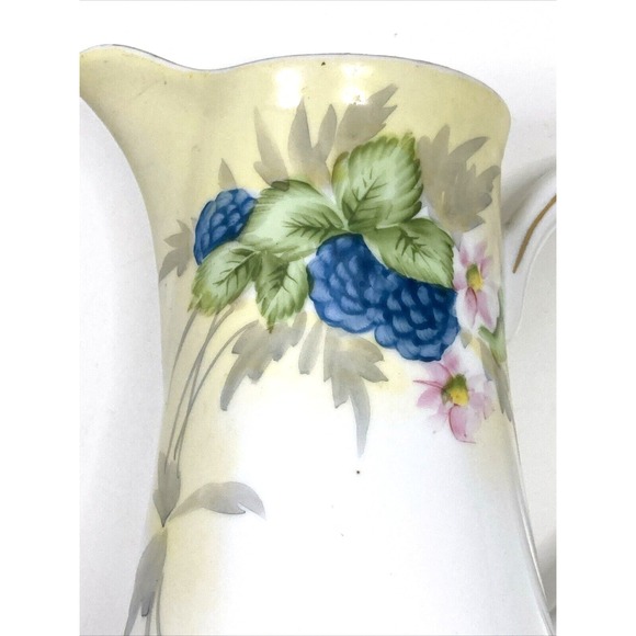 Antique Nippon Coffee Tea Pot 9" Hand Painted Violets Pink Flowers 1891-1921 - Picture 13 of 16